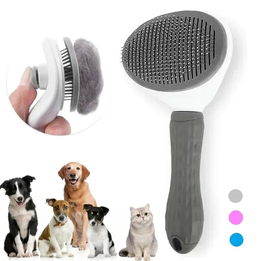 ペット自動洗浄スリッカーブラシ™｜ワンタッチ抜け毛除去 犬猫用グルーミングブラシ お手入れかんたん