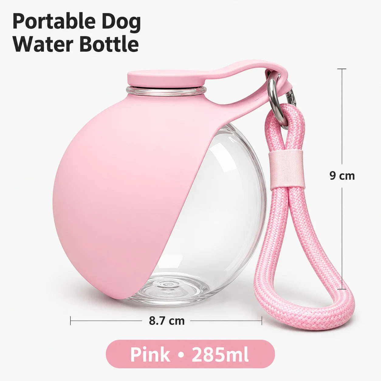 Food Grade Silicone 2 in 1 Portable Dog Water Bottle Foldable Bowl Leak Proof Lanyard Hook Compact Travel Pet Feeding Set