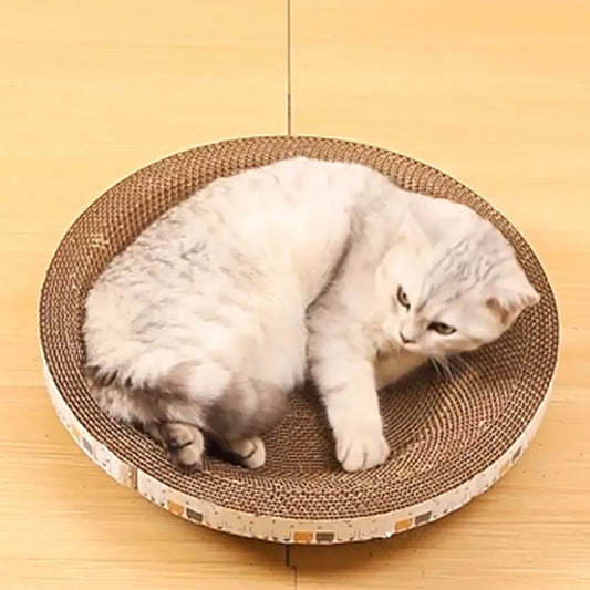 猫用つめとぎボード™｜段ボール製 ベッド兼用 だ円形 爪みがきスクラッチャー