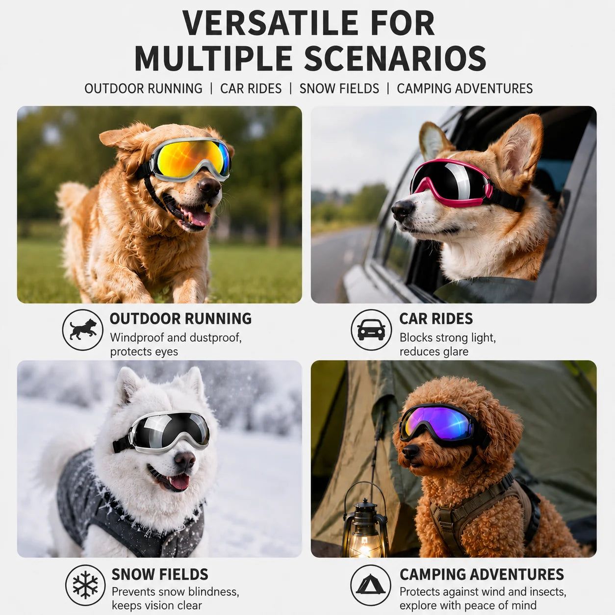 Pet Adjustable Dog Goggles Sunglasses Anti-UV Sun Glasses Eye Wear Protection Black Widely Used Dog Sunglasses Pet Dog Supplies