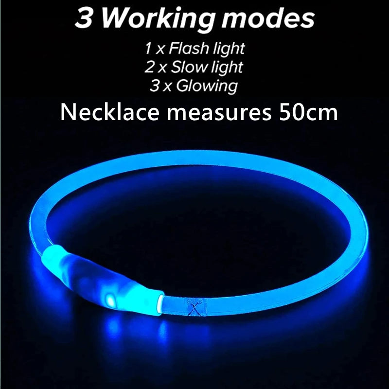 LED発光ペット首輪™｜USB充電式 夜間の安全 犬猫用 光る安全ライトカラー