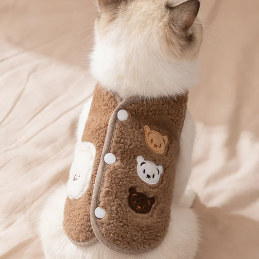 秋冬ペットベスト™｜フリース素材 小大犬猫共用 あたたか防寒服