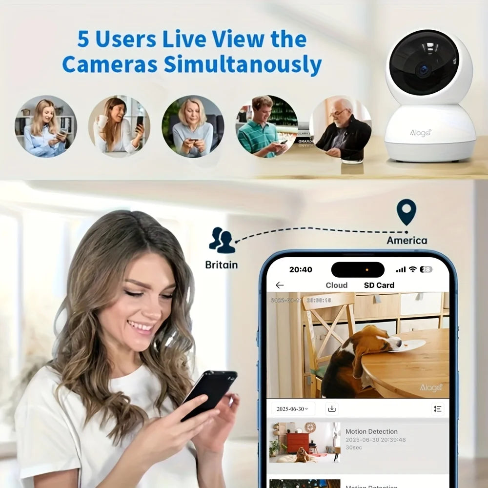 3K見守りペットカメラ™｜360°首振り AI検知 双方向通話 暗視 スマホ遠隔