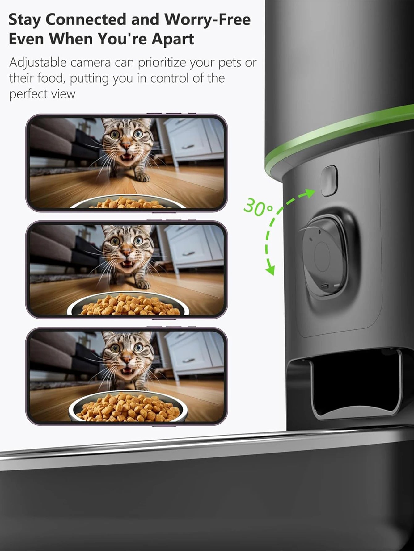 カメラ付き自動給餌器™｜1080P WiFi スマホ遠隔 犬猫用フードディスペンサー
