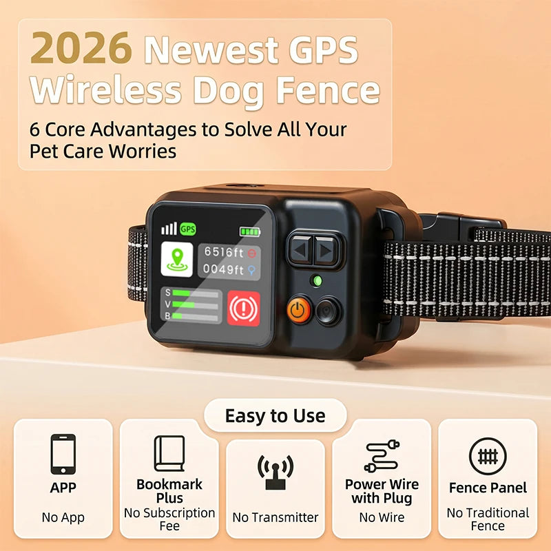 電子犬用フェンス首輪™｜屋外GPS 防水 警告強度調整 充電式ペット見守り