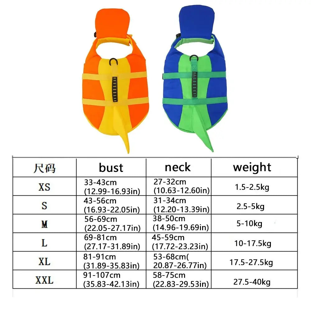 Shark Shape Dog Life Vest Superior Buoyancy High Visibility Dog Swimming Suit Adjustable Tear-resistant Safety Vests