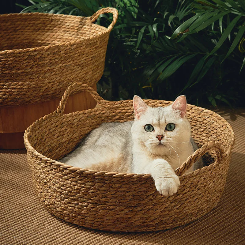 ラタン編み猫ベッド夏用™