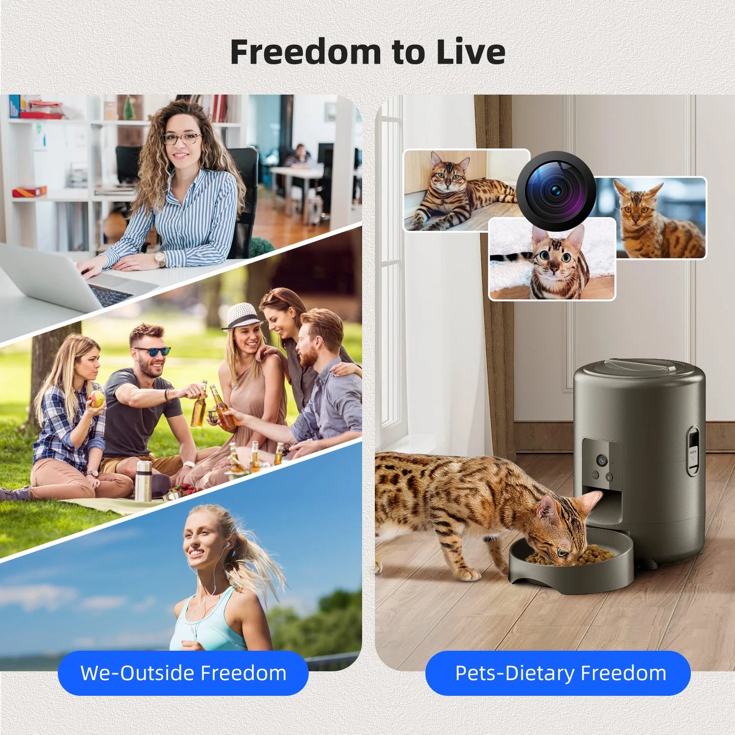 カメラ付き自動給餌器™｜2L 1080P WiFi アプリ操作 犬猫用スマートフィーダー