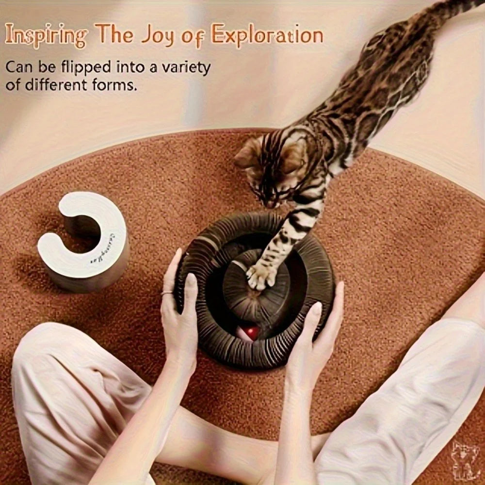 Durable Twistable Cardboard Cat Scratcher - Interactive Play Toy, Encloses Nature, Indoor Entertainment, All Breed Sizes