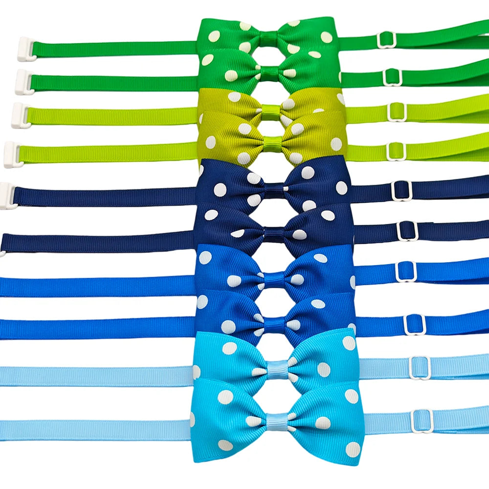 10pcs Ribbon Bow Ties For Dogs Adjustable Neck Tie For Cat Dots Pattern Pet Grooming Accessories 10 Colors Pet Supplies