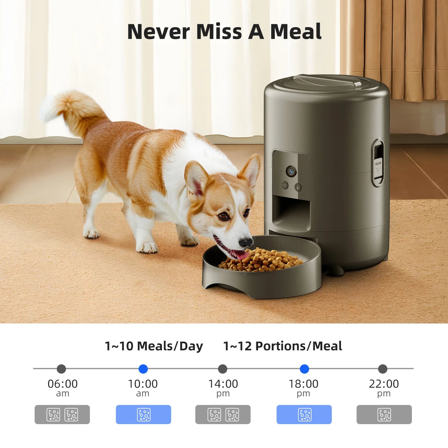 カメラ付き自動給餌器™｜2L 1080P WiFi アプリ操作 犬猫用スマートフィーダー