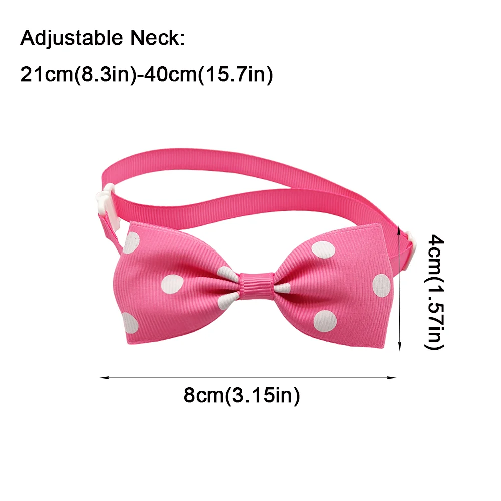 10pcs Ribbon Bow Ties For Dogs Adjustable Neck Tie For Cat Dots Pattern Pet Grooming Accessories 10 Colors Pet Supplies