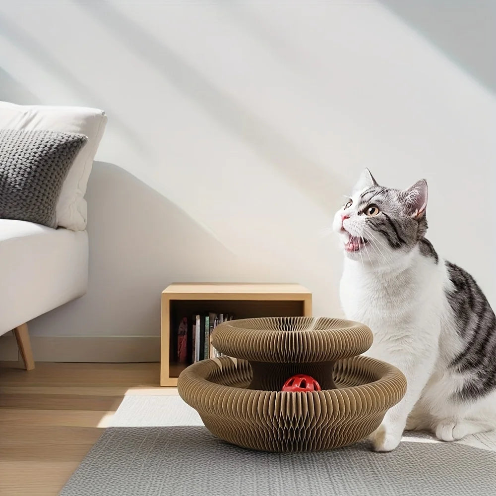Durable Twistable Cardboard Cat Scratcher - Interactive Play Toy, Encloses Nature, Indoor Entertainment, All Breed Sizes