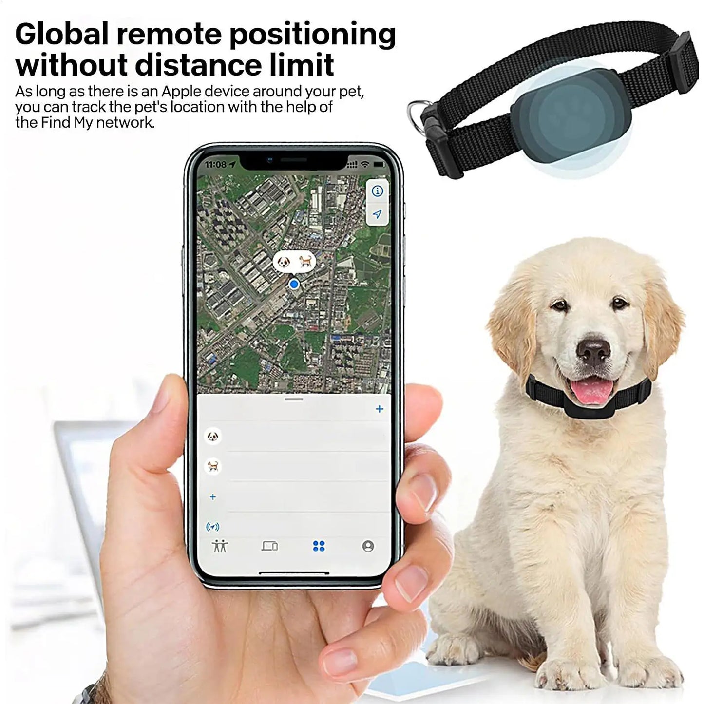 スマート猫用トラッカー首輪™｜iPhone対応 紛失防止 多機能ペットトラッカー