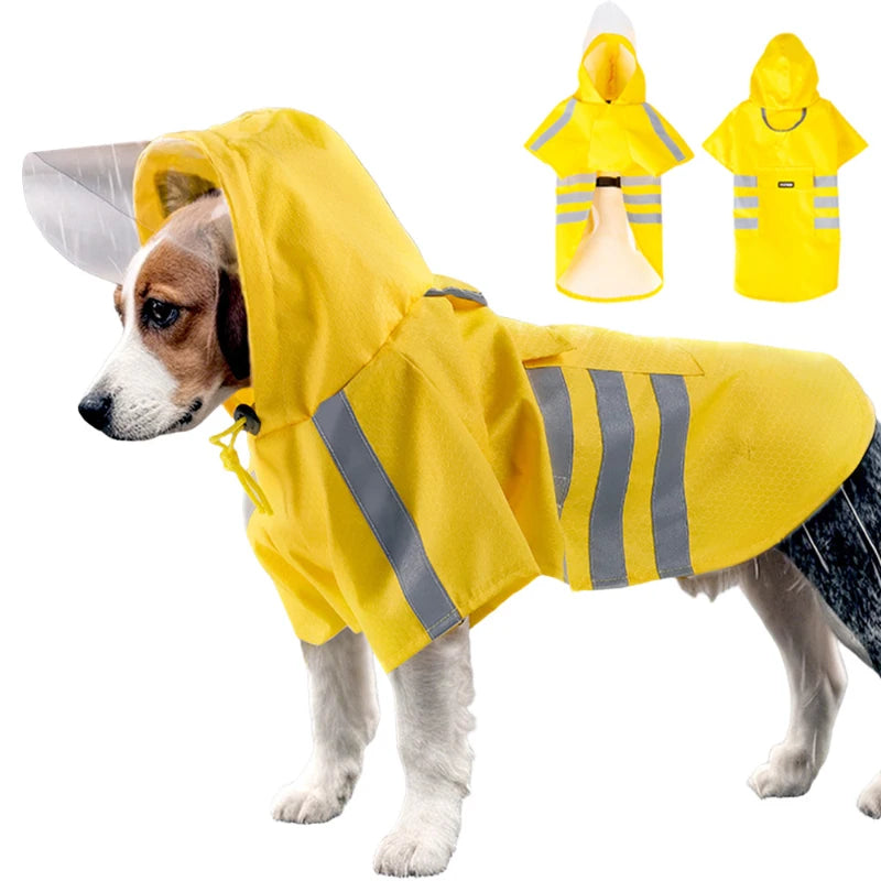2026 New Waterproof Reflective Dog Raincoat Hooded Summer Lightweight Puppy Rain Poncho Outdoor Pet Rain Jacket For Small Dogs
