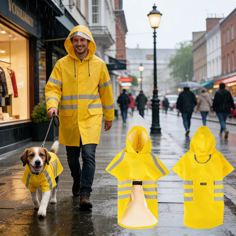 2026 New Waterproof Reflective Dog Raincoat Hooded Summer Lightweight Puppy Rain Poncho Outdoor Pet Rain Jacket For Small Dogs