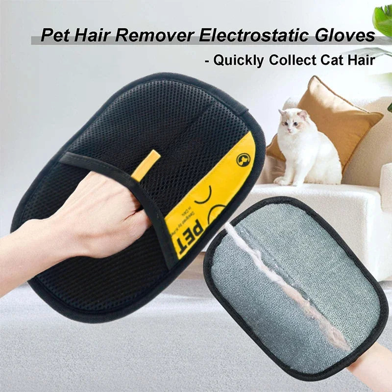 静電気ペット抜け毛取り手袋™｜洗える2in1 コロコロ付き 犬猫グルーミンググローブ