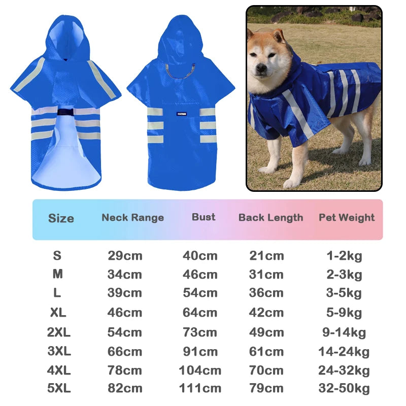2026 New Waterproof Reflective Dog Raincoat Hooded Summer Lightweight Puppy Rain Poncho Outdoor Pet Rain Jacket For Small Dogs