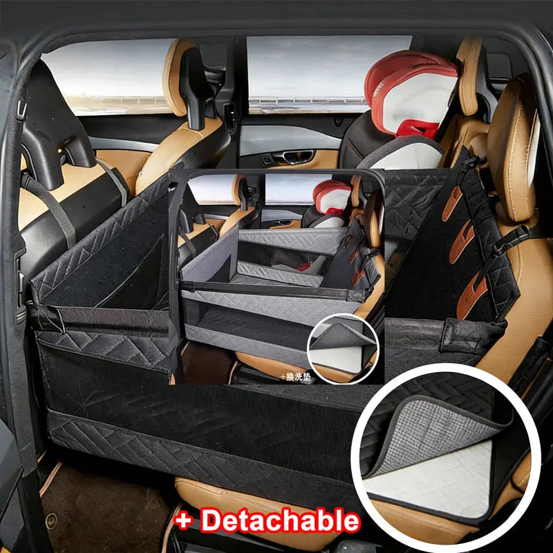 Pet Car Nest Bed, Full Coverage Back Seat Hammock Extender for Cars, Waterproof Scratchproof with Mesh Pocket for All Size Dogs
