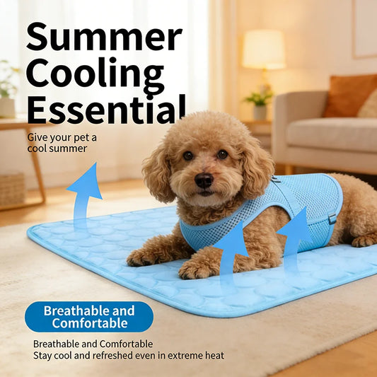 ペット用アイスシルク接触冷感マット™｜夏の通気性スリープパッド 犬猫用滑り止め付き