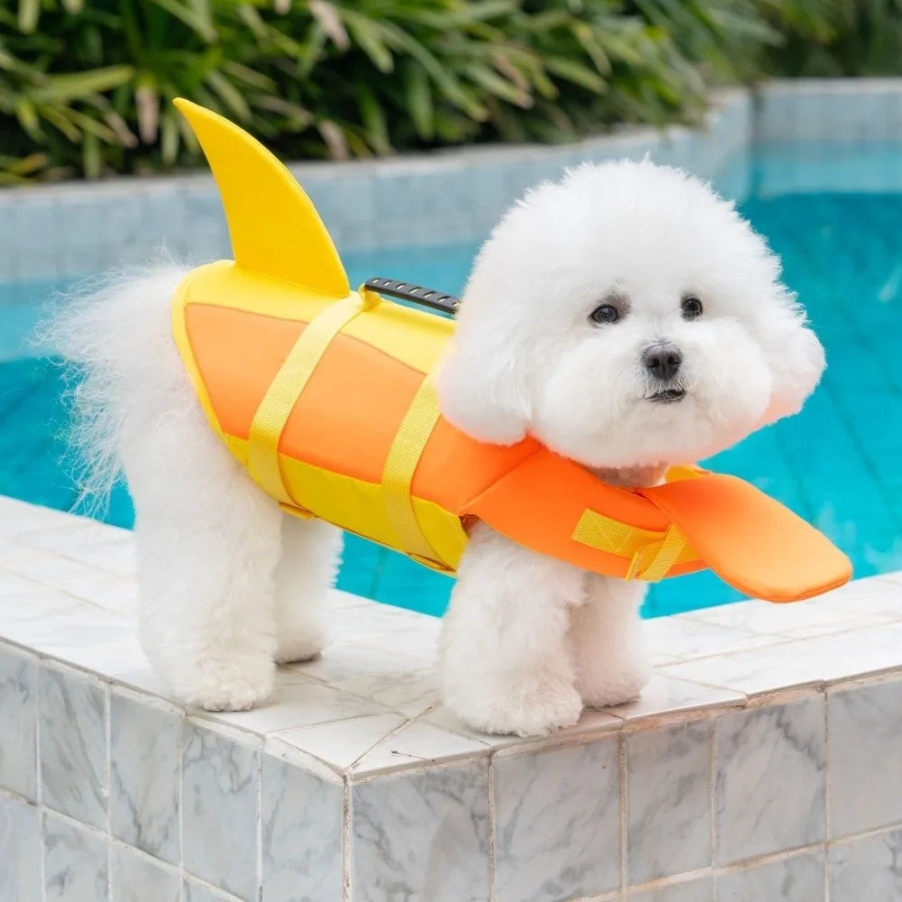 Shark Shape Dog Life Vest Superior Buoyancy High Visibility Dog Swimming Suit Adjustable Tear-resistant Safety Vests