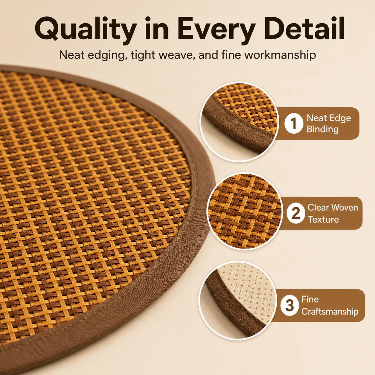Pet Cooling Mat for Cats Round Woven Summer Sleeping Pad Breathable Washable Cat Bed Mat for Indoor Pets