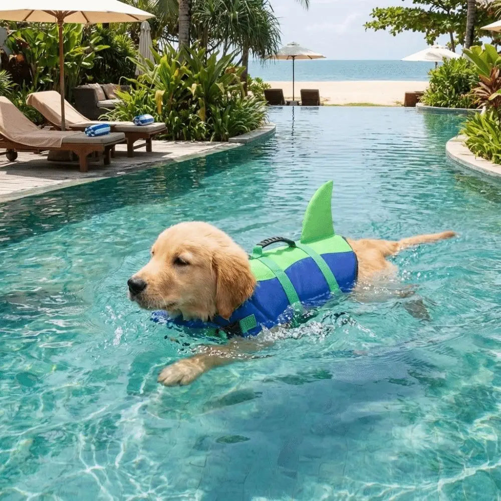 Shark Shape Dog Life Vest Superior Buoyancy High Visibility Dog Swimming Suit Adjustable Tear-resistant Safety Vests