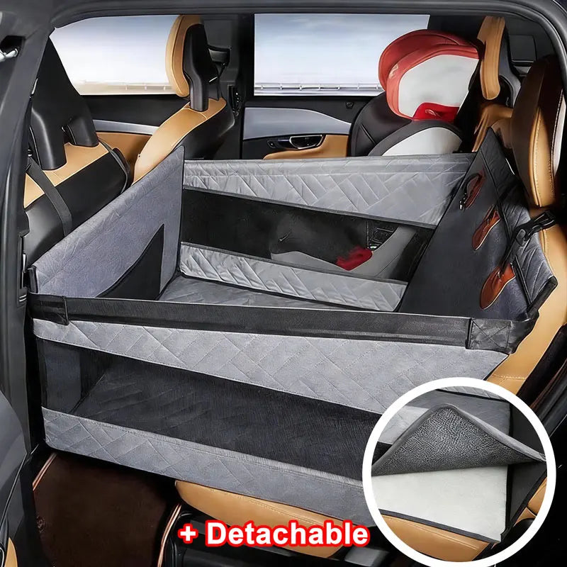 Pet Car Nest Bed, Full Coverage Back Seat Hammock Extender for Cars, Waterproof Scratchproof with Mesh Pocket for All Size Dogs
