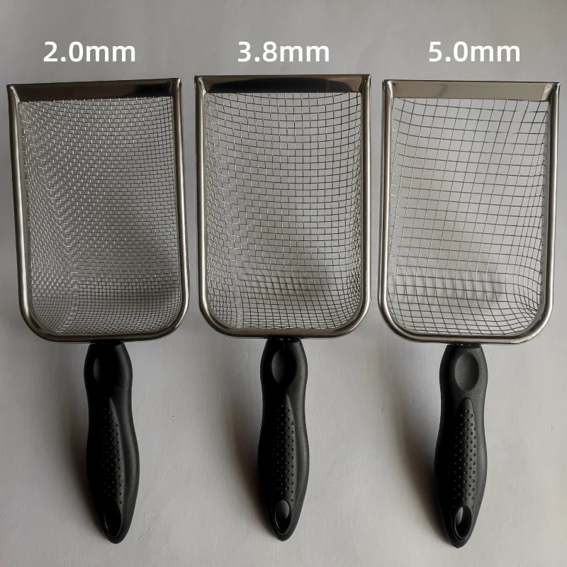 ステンレス製猫砂ふるいスコップ™｜メッシュ目が選べる 単品・セット 固まる砂対応