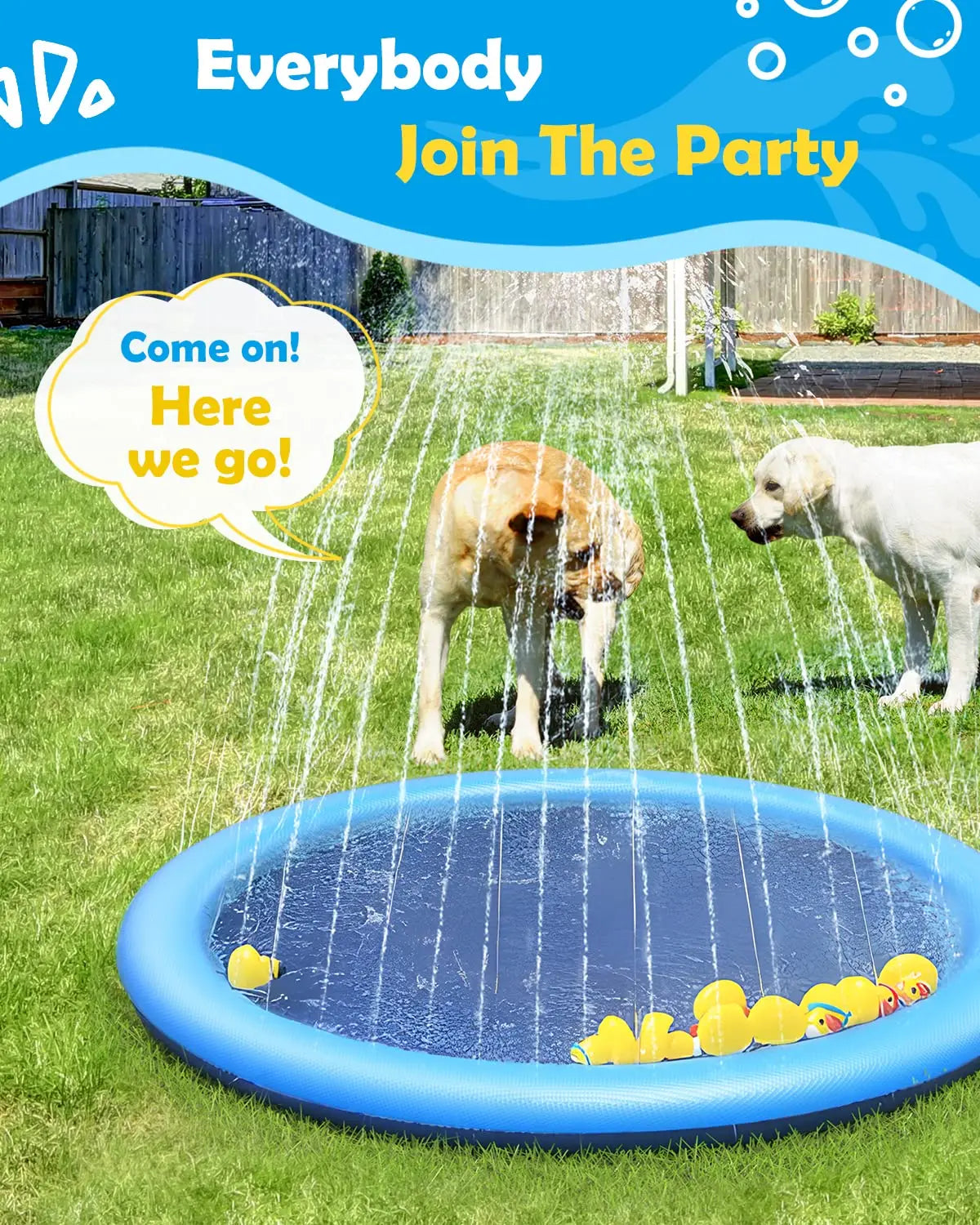 Dog Splash Pad Thick Sprinkler Pool Toy Anti-Slip Outdoor Summer Sprinkler Water Toy for Backyard Fountain Play Mat for Children