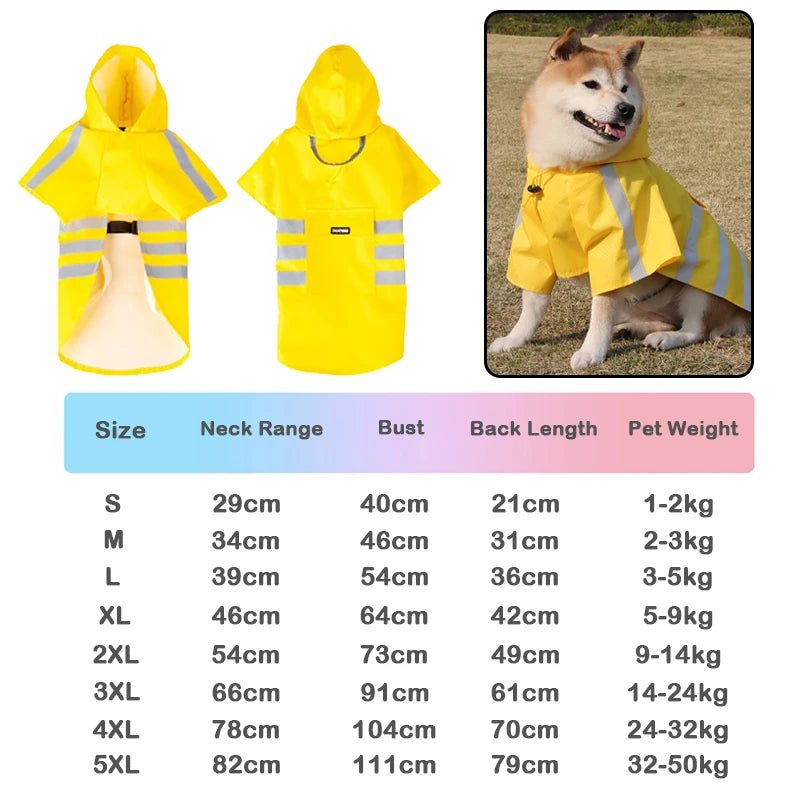 2026 New Waterproof Reflective Dog Raincoat Hooded Summer Lightweight Puppy Rain Poncho Outdoor Pet Rain Jacket For Small Dogs
