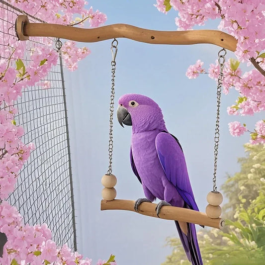 天然木製鳥用ブランコ玩具™