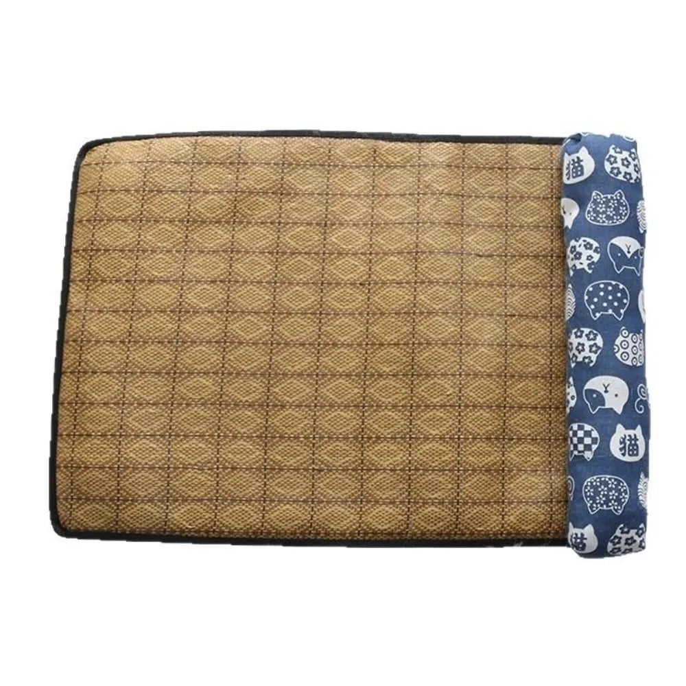 Safe Cute Print Pet Cooling Mats Washable Foldable Dog Cooling Mat Breathable with Pillow Pet Sleeping Pad Indoor