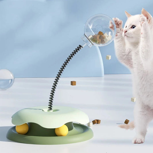 スプリングキャットターンテーブル™｜猫用回転スローフィーダー トラックボール付き知育おもちゃ