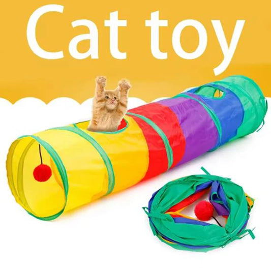 折りたたみ猫トンネル™｜おもちゃ付き 室内・屋外 猫犬用プレイチューブ