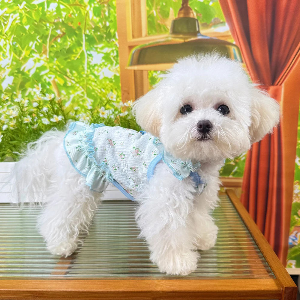 Thin Breathable Small Dog Princess Dress Cool Summer Spring Cute Medium Cat Halter Skirt Breathable Dog Dress Clothes