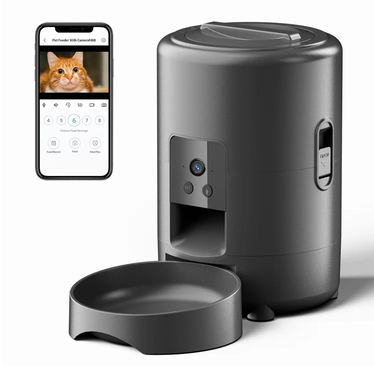 カメラ付き自動給餌器™｜2L 1080P WiFi アプリ操作 犬猫用スマートフィーダー