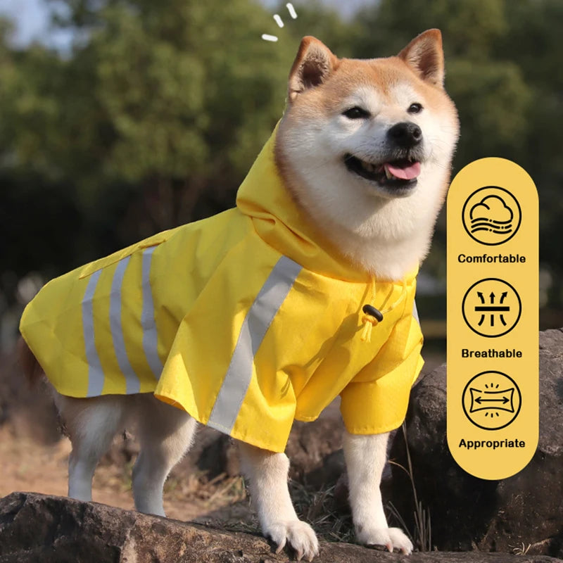 2026 New Waterproof Reflective Dog Raincoat Hooded Summer Lightweight Puppy Rain Poncho Outdoor Pet Rain Jacket For Small Dogs