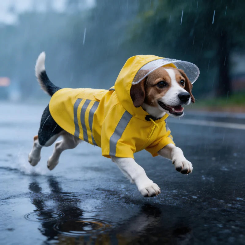 2026 New Waterproof Reflective Dog Raincoat Hooded Summer Lightweight Puppy Rain Poncho Outdoor Pet Rain Jacket For Small Dogs