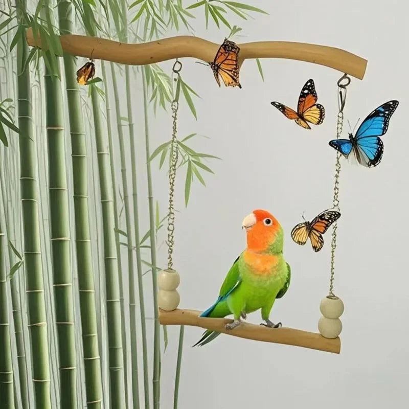 天然木製鳥用ブランコ玩具™