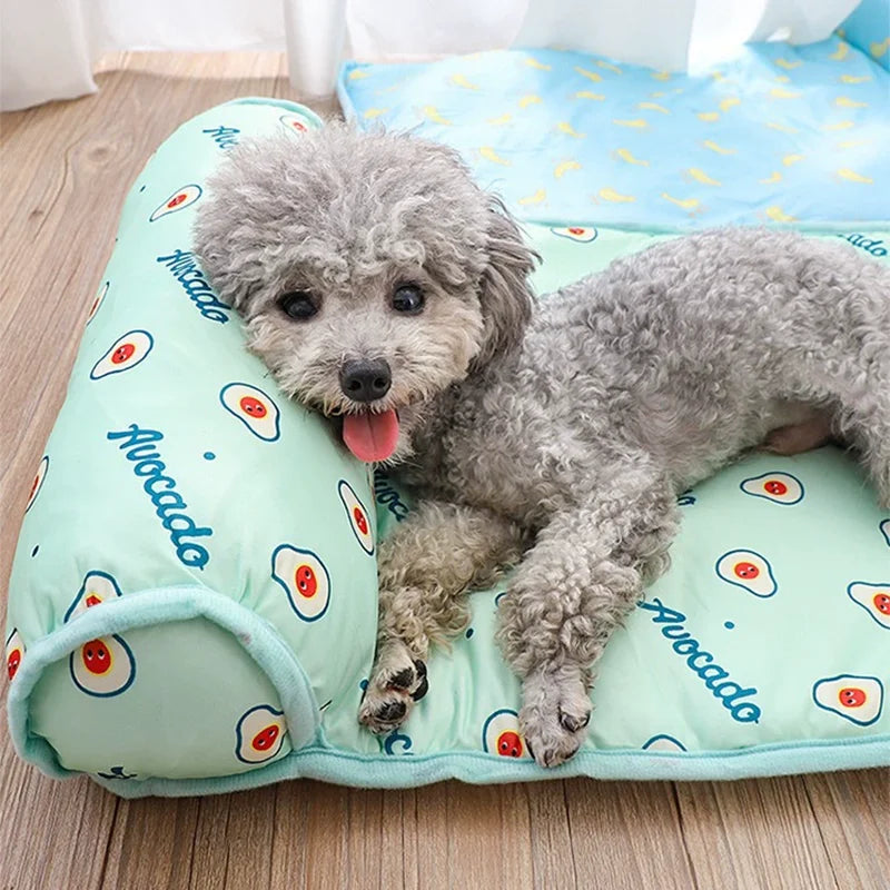 Ice Silk Cooling Pet Mat Summer Cold Feeling Sleeping Pad Non Slip Breathable Ice Pad For Cat Dog Foldable Washable Cooling Pad